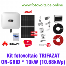 Kit fotovoltaic trifazat ON-GRID 10.68kWp (HUAWEI, LONGi, K2 Systems)